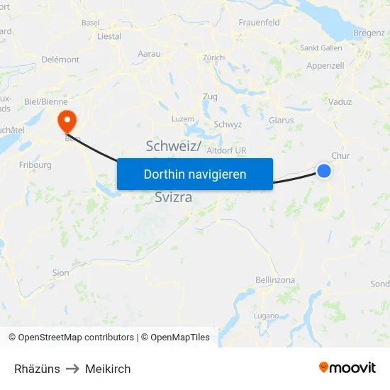 Rhäzüns to Meikirch map