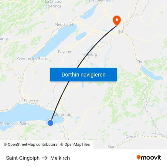 Saint-Gingolph to Meikirch map