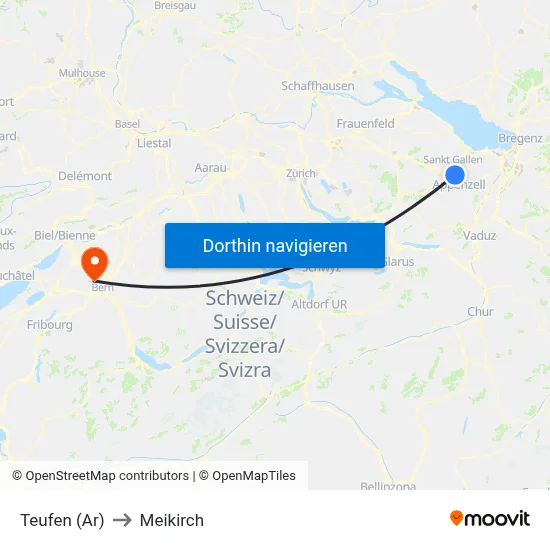Teufen (Ar) to Meikirch map