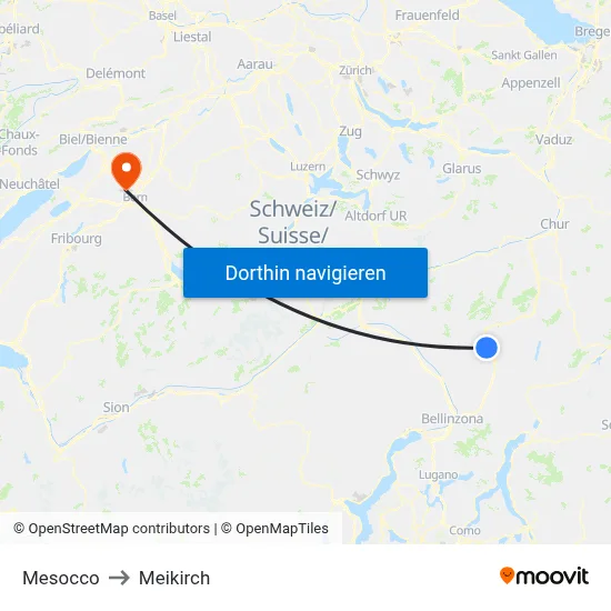 Mesocco to Meikirch map