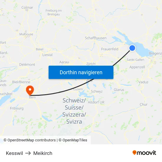 Kesswil to Meikirch map