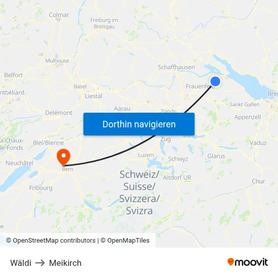 Wäldi to Meikirch map