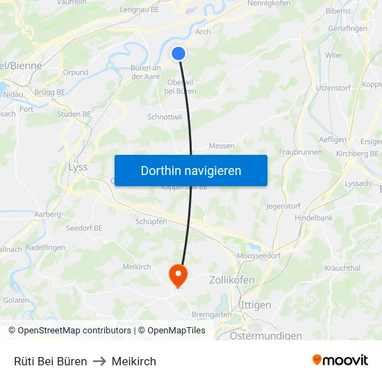 Rüti Bei Büren to Meikirch map