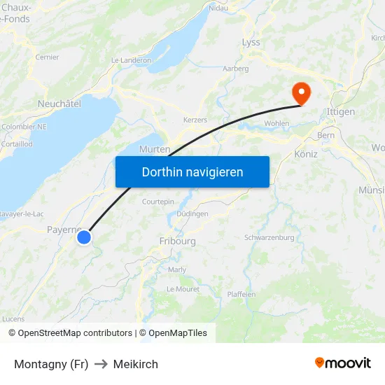 Montagny (Fr) to Meikirch map