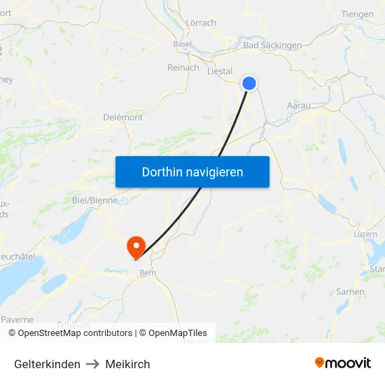 Gelterkinden to Meikirch map