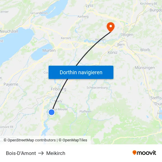 Bois-D’Amont to Meikirch map