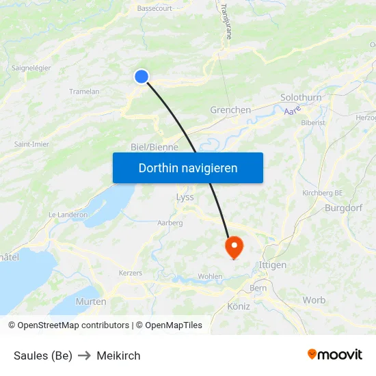 Saules (Be) to Meikirch map