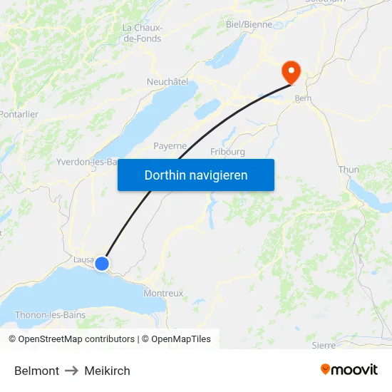 Belmont to Meikirch map