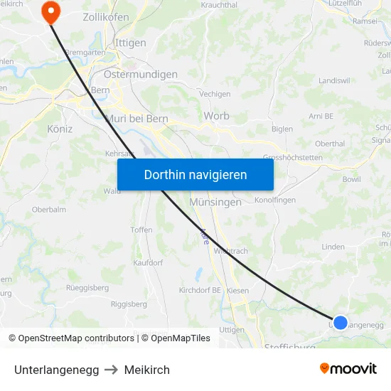 Unterlangenegg to Meikirch map