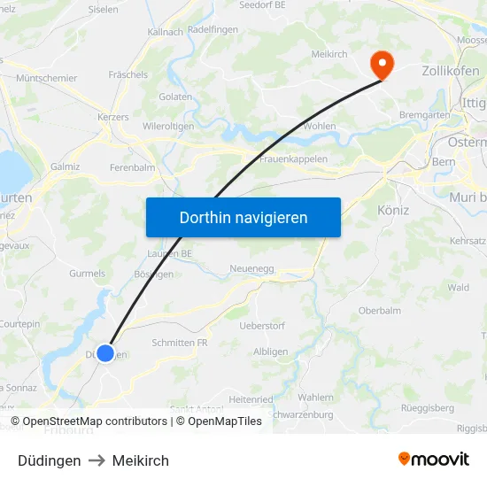 Düdingen to Meikirch map