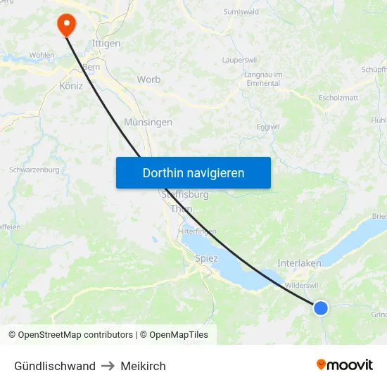 Gündlischwand to Meikirch map