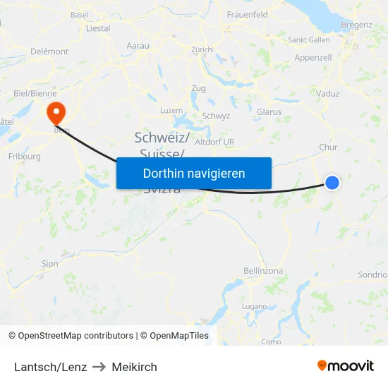 Lantsch/Lenz to Meikirch map