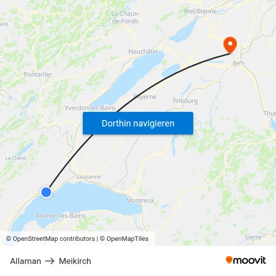 Allaman to Meikirch map