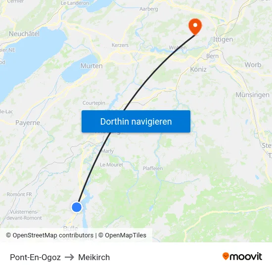 Pont-En-Ogoz to Meikirch map