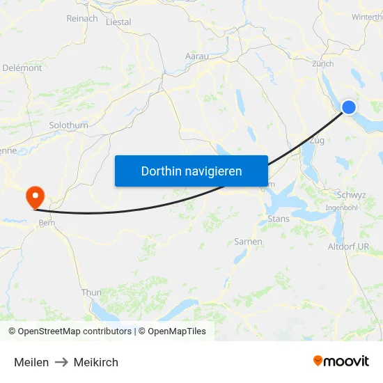 Meilen to Meikirch map