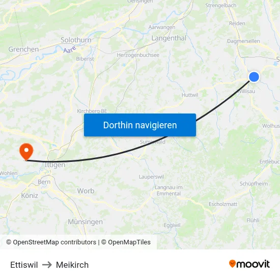 Ettiswil to Meikirch map
