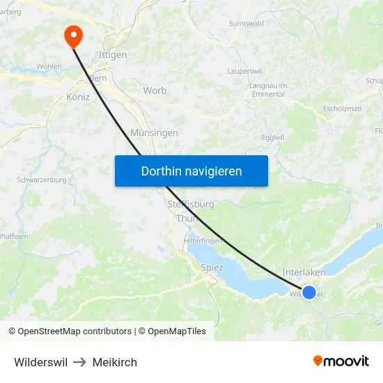 Wilderswil to Meikirch map