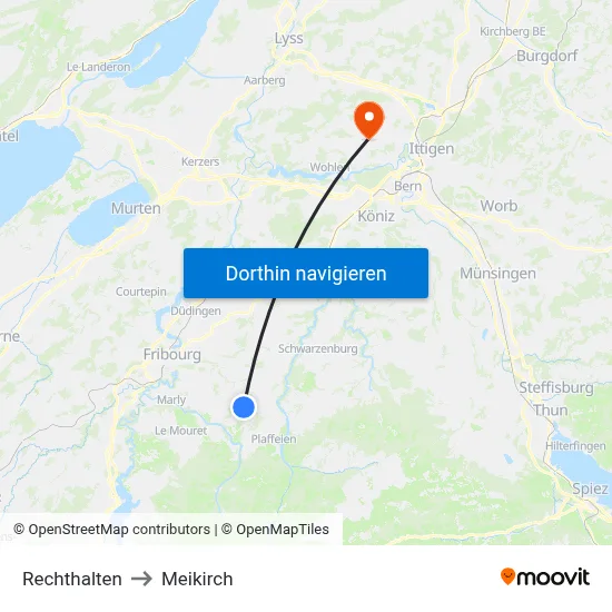 Rechthalten to Meikirch map