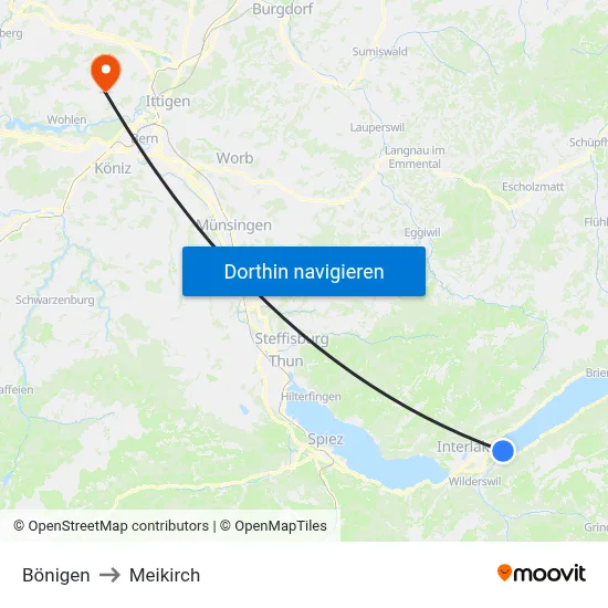 Bönigen to Meikirch map