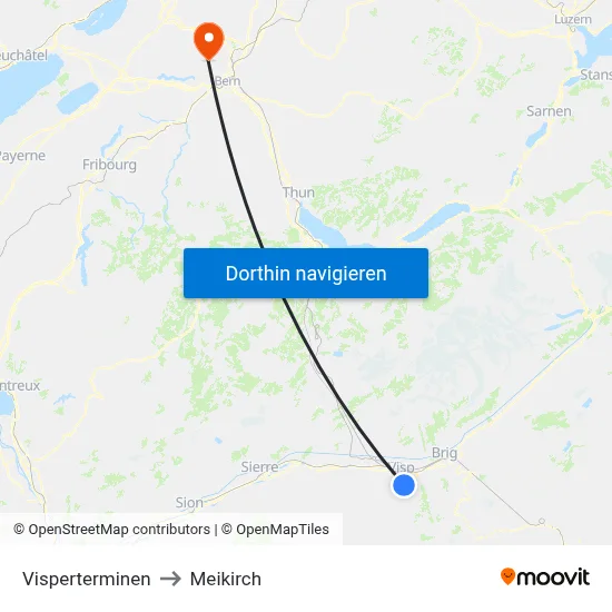 Visperterminen to Meikirch map
