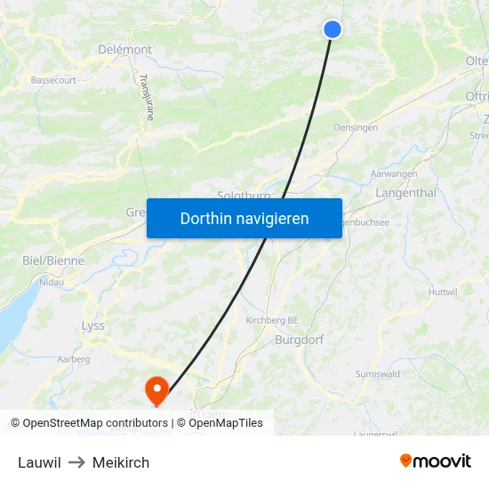 Lauwil to Meikirch map