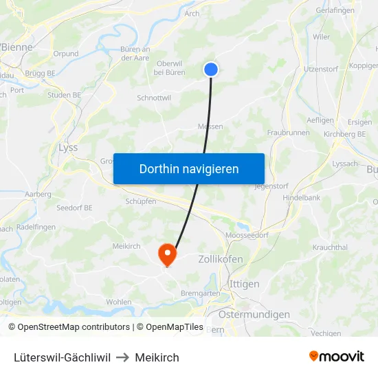 Lüterswil-Gächliwil to Meikirch map