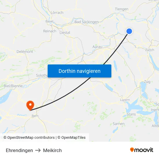 Ehrendingen to Meikirch map