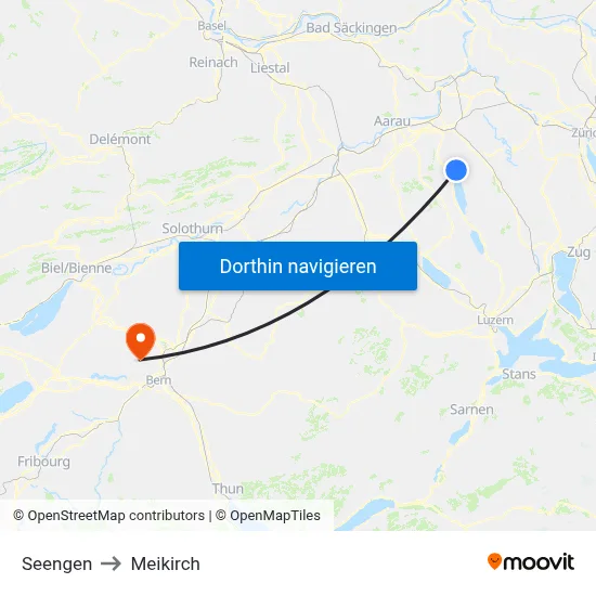 Seengen to Meikirch map