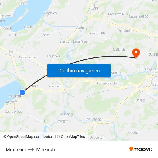Muntelier to Meikirch map