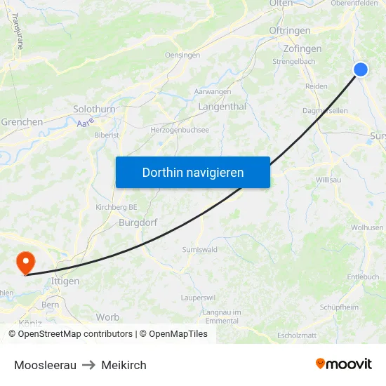 Moosleerau to Meikirch map