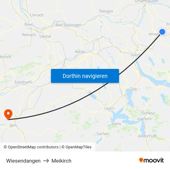 Wiesendangen to Meikirch map