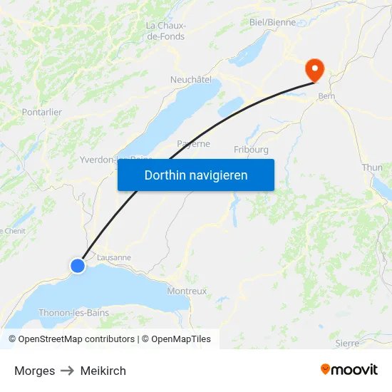 Morges to Meikirch map