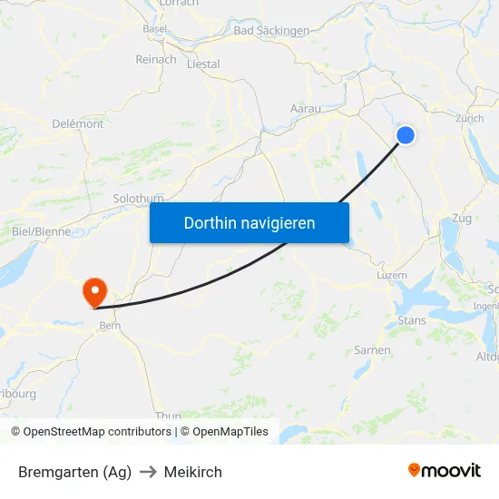 Bremgarten (Ag) to Meikirch map
