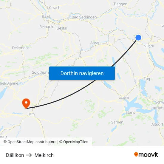 Dällikon to Meikirch map