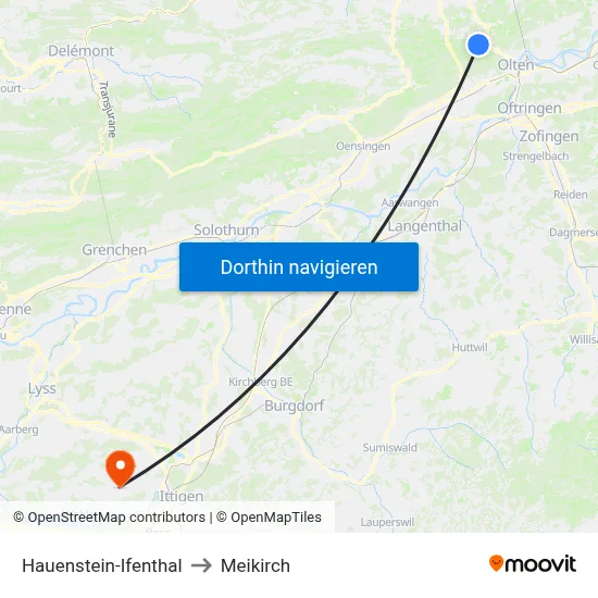 Hauenstein-Ifenthal to Meikirch map