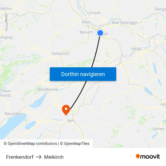 Frenkendorf to Meikirch map