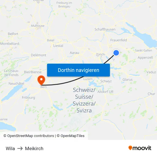 Wila to Meikirch map
