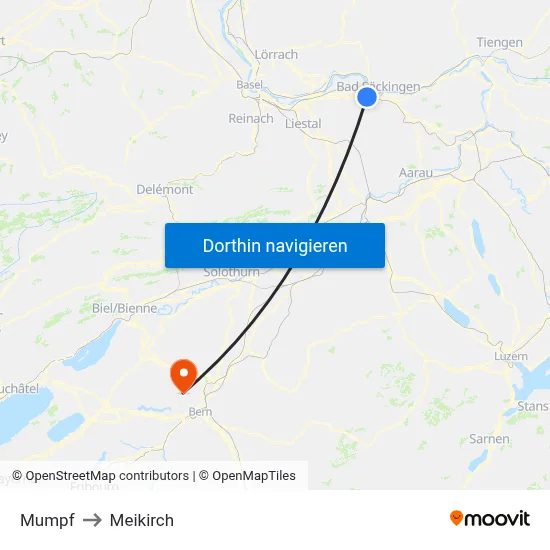 Mumpf to Meikirch map