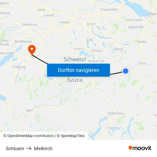 Schluein to Meikirch map