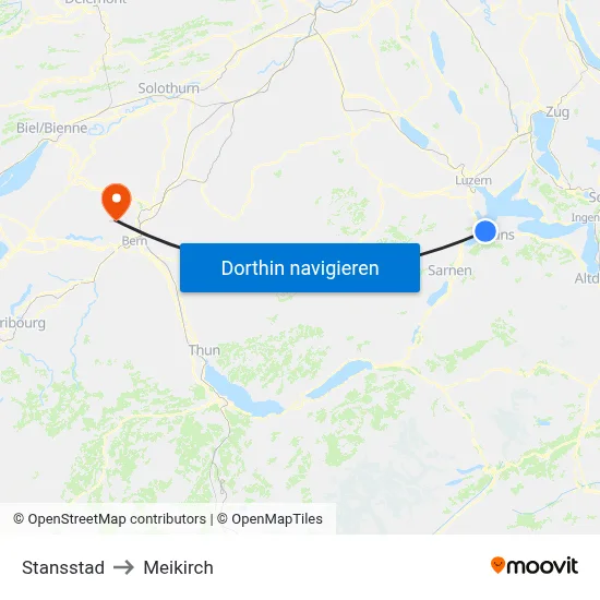 Stansstad to Meikirch map