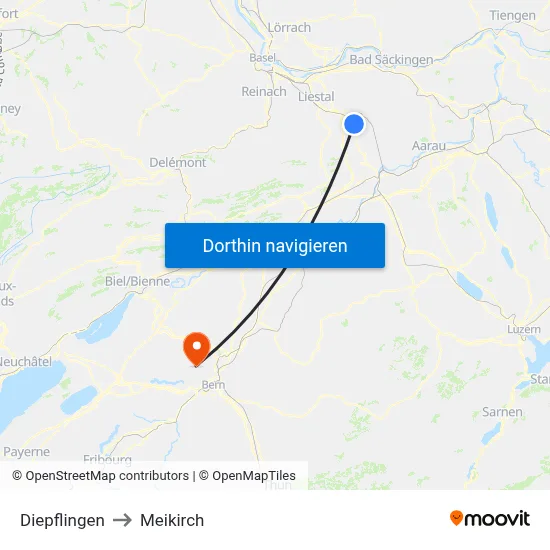 Diepflingen to Meikirch map