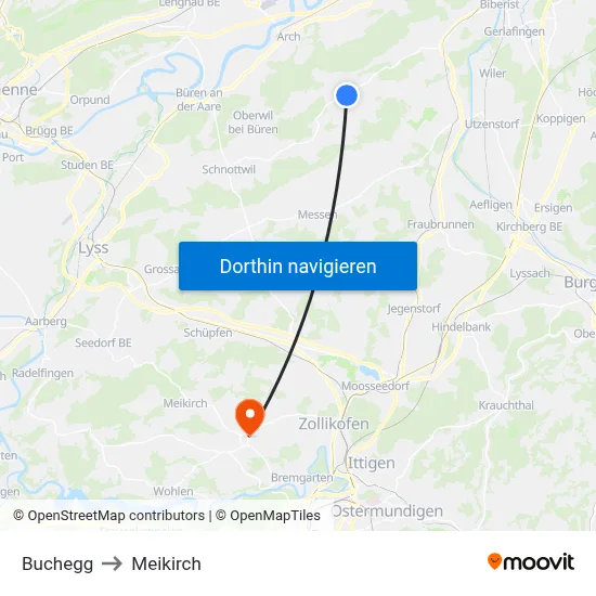 Buchegg to Meikirch map