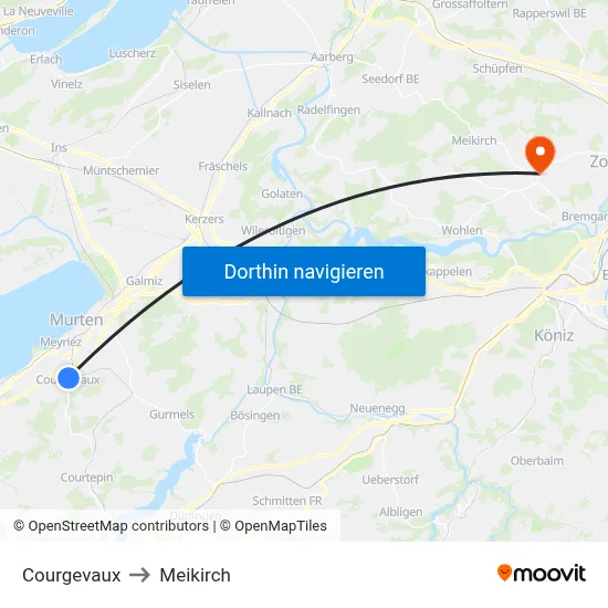 Courgevaux to Meikirch map