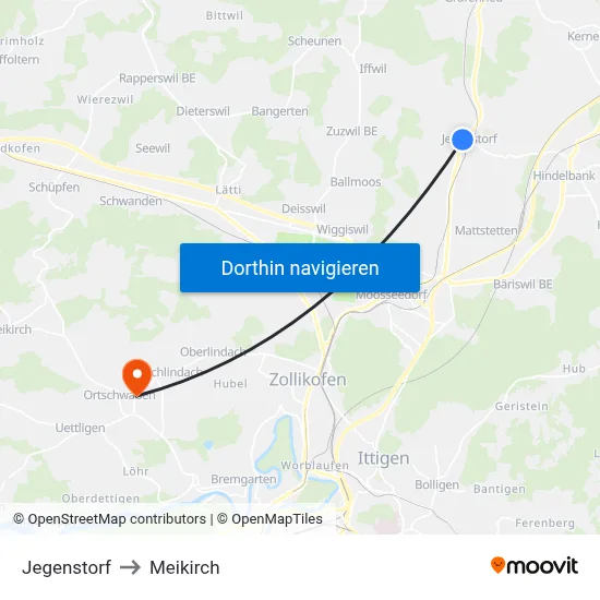 Jegenstorf to Meikirch map