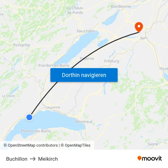 Buchillon to Meikirch map