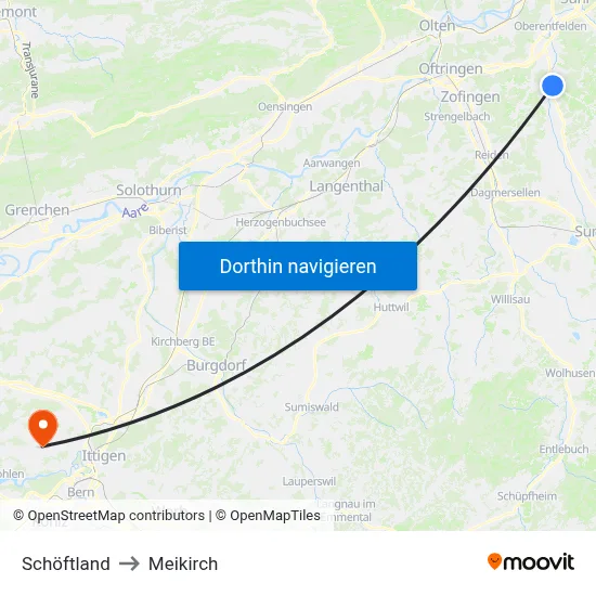 Schöftland to Meikirch map