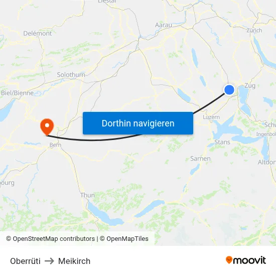 Oberrüti to Meikirch map