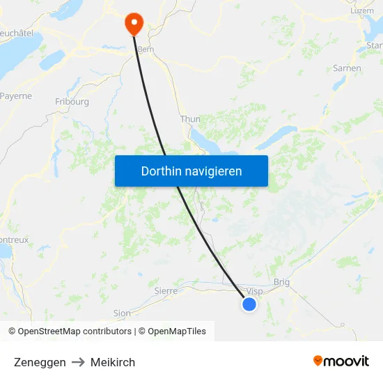 Zeneggen to Meikirch map