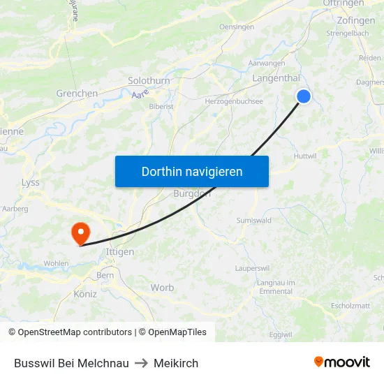 Busswil Bei Melchnau to Meikirch map