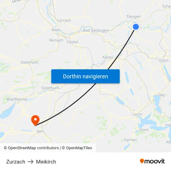 Zurzach to Meikirch map